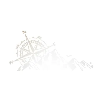 Samolepící dekorace Krajina hory 043 levá s kompasem (82 - odrazková reflexní bílá) SAMOLEPKA NA AUTO, NÁLEPKA, FÓLIE, POLEP, TUNING, VLASTNÍ TEXT, TISK, AUTOSAMOLEPKY.cz, POLEPY, OBRÁZEK, LOGO, 3D STICKERS