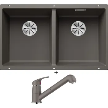 Granitový dřez Dřez pod desku SET Blanco SUBLINE 350/350 U šedá vulkán 527347 + Blanco DARAS-S šedá vulkán 526936
