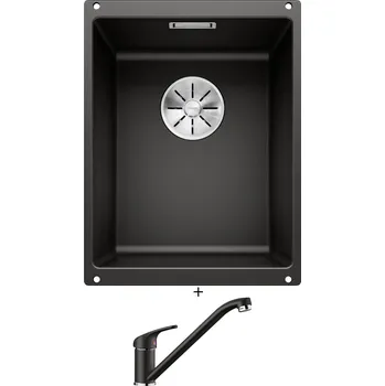 Granitový dřez Dřez pod desku SET Blanco SUBLINE 320-U černá 525983 + Blanco DARAS černá 526152
