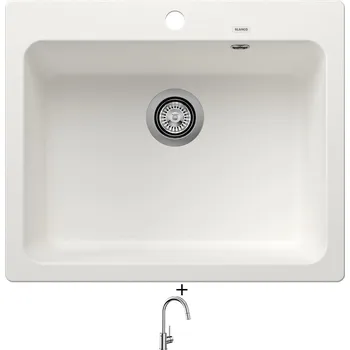 Granitový dřez Granitový dřez SET Blanco NAYA 6 bílá 519641 + Blanco MIDA-S chrom 521454