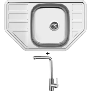 Nerezový dřez Nerezový dřez SET Sinks CORNO 770 V nerez matný + Laveo BONA BAB 269D nerez