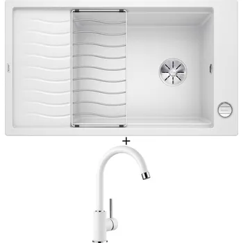 Granitový dřez Granitový dřez SET Blanco ELON XL 8 S bílá + excentrické ovládání + Blanco MIDA bílá 519418