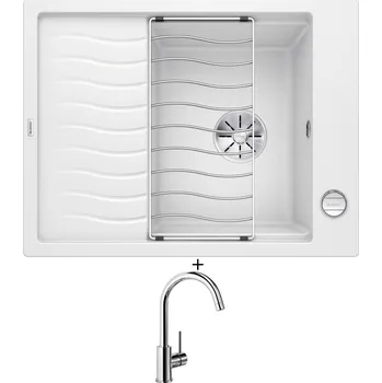 Granitový dřez Granitový dřez SET Blanco ELON 45 S bílá + excentrické ovládání + Blanco MIDA chrom 517742