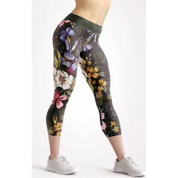 Dámské legíny UTOPY 3/4 Dámské sportovní legíny Flower Garden Velikost: 4XL