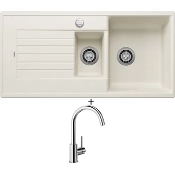 Kuchyňský dřez Granitový dřez SET Blanco ZIA 6 S bílá soft s excentrem 527206 + Blanco MIDA chrom 517742