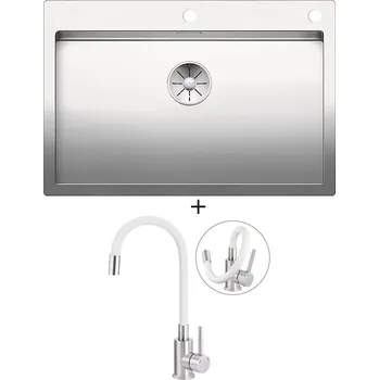 Nerezový dřez Nerezový dřez SET Blanco CLARON 700-IF/A nerez hedvábný lesk s excentrem PushControl 521634 + Deante NEO LUNO BOC W720 nerez