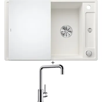 Granitový dřez Granitový dřez SET Blanco AXIA III 45 S bílá s excentrem + skleněná krájecí deska 523187 + Blanco MILI chrom 519413