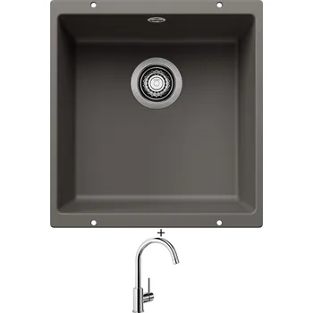 Kuchyňský dřez Dřez pod desku SET Blanco ROTAN 400 U šedá vulkán 527328 + Blanco MIDA chrom 517742