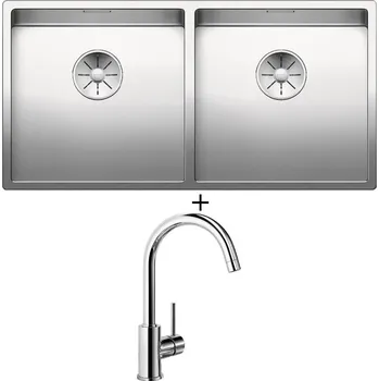 Nerezový dřez Dřez pod desku SET Blanco CLARON 400/400-U nerez hedvábný lesk 521618 + Blanco MIDA chrom 517742