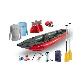 Kanoe Gumotex PÁLAVA 400 SET - III Červená kánoe + zdarma 2x pádlo TNP Allround 505.2 + 2x vesta NRS + 2x helma Husk + pumpa Bravo 4l s manometrem + obal na loď + obal na mobil EG + sada lepení + termotrička Coolmax a klíčenku EG