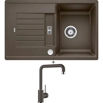 Granitový dřez Granitový dřez SET Blanco ZIA 45 S kávová + excentrické ovládání + Blanco MILI kávová 523111