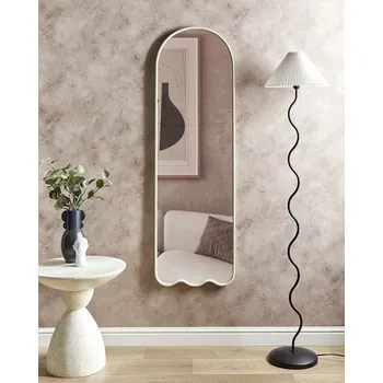 Zrcadlo Zrcadlo na zeď bílé železné sklo 45 x 145 cm nepravidelný tvar závěsný dekor moderní minimalistický obývací pokoj ložnice předsíň Beliani