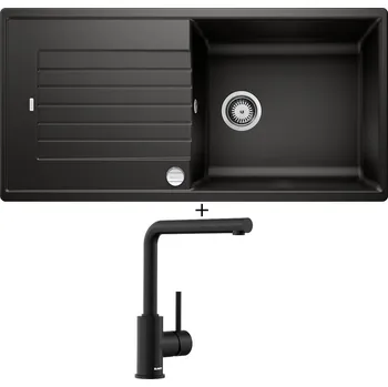 Granitový dřez SET Blanco ZIA XL 6 S černá + excentrické ovládání + Blanco MILA černá matná 526657