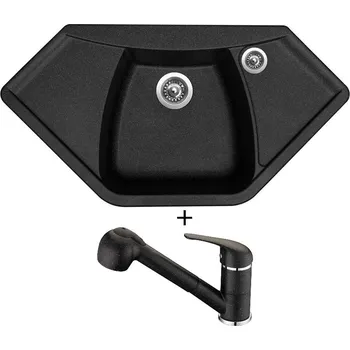 Granitový dřez Granitový dřez SET Sinks NAIKY 980 granblack + Laveo DAGA BLG 769D černá