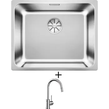 Dřez pod desku SET Blanco SOLIS 500-U nerez kartáčovaný 526122 + Blanco MIDA-S chrom 521454