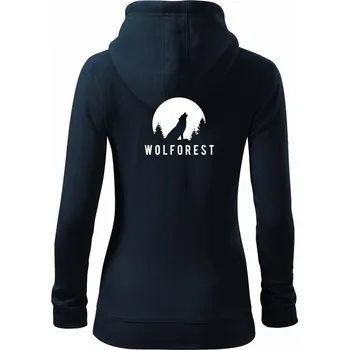 Dámská mikina Wolforest - Dámská mikina trendy zipper s kapucí - M ( Námořní modrá (velmi tmavá - téměř černá) )