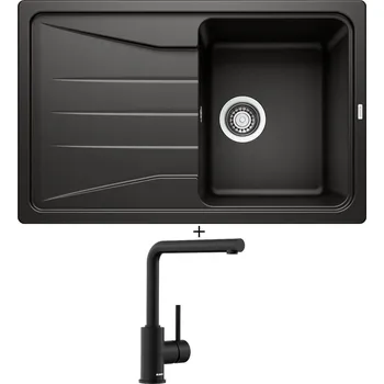 Kuchyňský dřez Granitový dřez SET Blanco SONA 45 S černá 525970 + Blanco MILA černá matná 526657