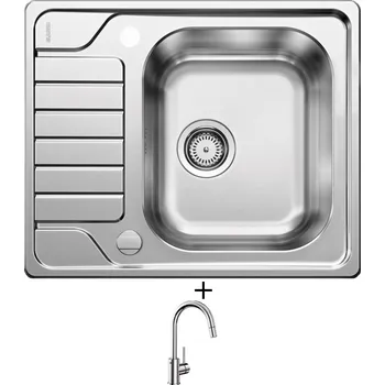 Nerezový dřez Nerezový dřez SET Blanco DINAS 45 S Mini nerez kartáčovaný s excentrem 525123 + Blanco MIDA-S chrom 521454