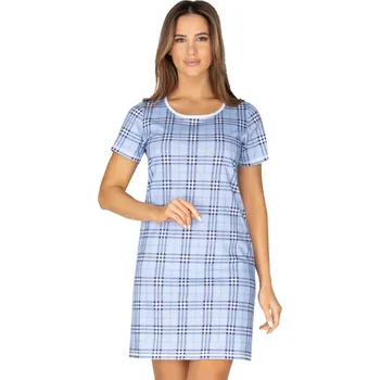 Dámská noční košile Dámská kostkovaná noční košile 414/22 REGINA Barva/Velikost: modrá světlá / L