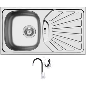 Nerezový dřez Nerezový dřez SET Pyramis ET 78 3 1/2 MARGARITA nerez + Deante NEO LUNO BOC B720 nerez