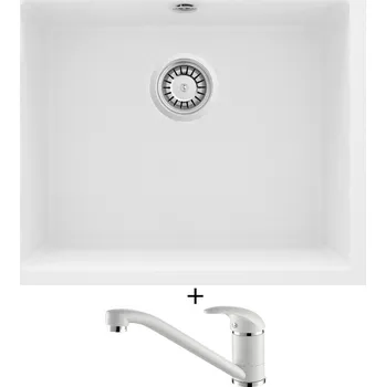 Granitový dřez Dřez pod desku SET Deante CORDA ZQA A10C U bílá + Aquastone AQ 2561 bílá
