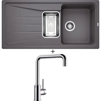 Granitový dřez Granitový dřez SET Blanco SONA 6 S šedá skála + nerezová miska + Blanco MILI chrom 519413