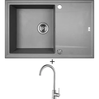 Granitový dřez Granitový dřez SET Laveo MEGALO SBE 511T hliníková + rolovací odkapávač + Laveo BONA BAB 268D nerez