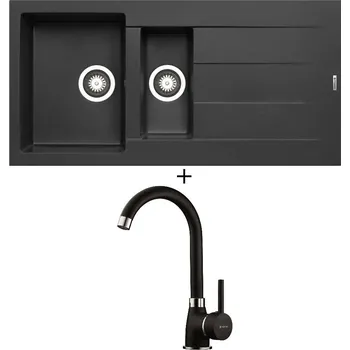 Granitový dřez Granitový dřez SET Pyramis ATHLOS (100x50) 1 1/2B 1D carbon + Pyramis BELLO carbon