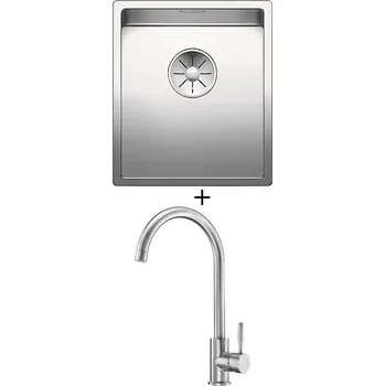 Nerezový dřez Dřez pod desku SET Blanco CLARON 340-U nerez hedvábný lesk 521571 + Deante LIMA BBM F62M nerez