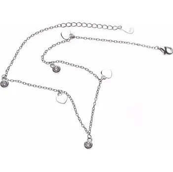 Souprava šperků Bealio BEALIO Stříbrný řetízek na nohu SRDCE zirkon Délka náramku: 24+3 cm 03-11002-1994