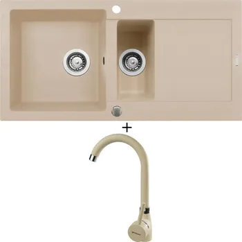 Granitový dřez Granitový dřez SET Pyramis MIDO (100x50) 1 1/2B 1D béžová + Pyramis BELLO béžová