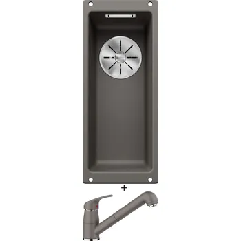 Granitový dřez Dřez pod desku SET Blanco SUBLINE 160-U šedá vulkán 526799 + Blanco DARAS-S šedá vulkán 526936