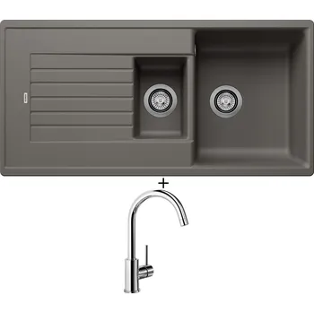 Granitový dřez Granitový dřez SET Blanco ZIA 6 S šedá vulkán 527390 + Blanco MIDA chrom 517742