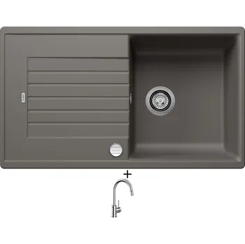 Kuchyňský dřez Granitový dřez SET Blanco ZIA 5 S šedá vulkán s excentrem + Blanco MIDA-S chrom 521454