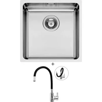 Nerezový dřez Dřez pod desku SET Pyramis LYDIA (40x40) 1B nerez + Pyramis FLESSI černá