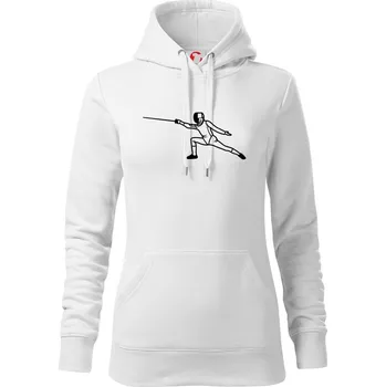 Dámská mikina Šermíř výpad - Mikina dámská Cape s kapucí - M ( Bílá )