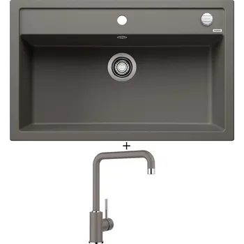 Granitový dřez Granitový dřez SET Blanco DALAGO 8 šedá vulkán s excentrem 527248 + Blanco MILI šedá vulkán 527460