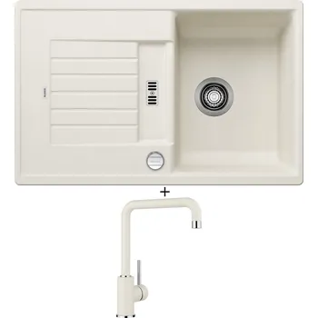 Granitový dřez Granitový dřez SET Blanco ZIA 45 S bílá soft + excentrické ovládání + Blanco MILI bílá soft 527461