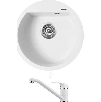 Granitový dřez Granitový dřez SET Pyramis ALAZIA (O51) 1B bílá + Pyramis ASALIA bílá