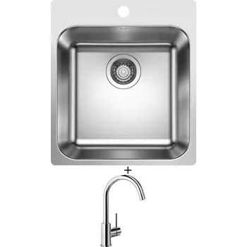 Nerezový dřez Nerezový dřez SET Blanco SUPRA 400-IF/A R12 nerez kartáčovaný 526352 + Blanco MIDA chrom 517742