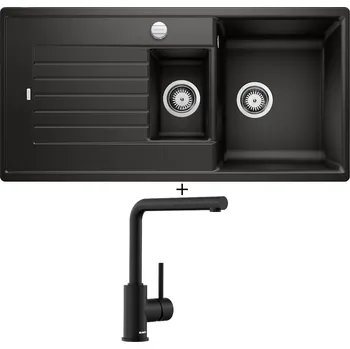 Granitový dřez Granitový dřez SET Blanco ZIA 6 S černá s excentrem 526020 + Blanco MILA černá matná 526657