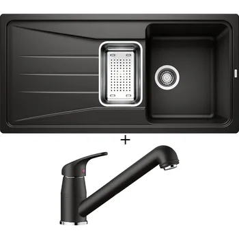 Granitový dřez SET Blanco SONA 6 S černá + nerezová miska + Blanco DARAS-S černá 526153