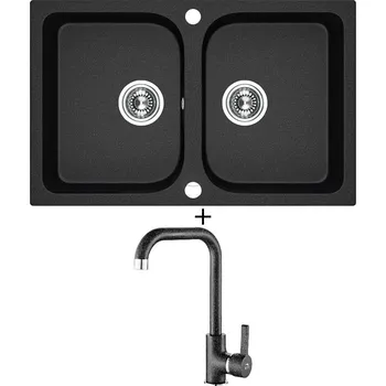 Granitový dřez Granitový dřez SET Laveo CELIA SBC 720T černá + Laveo LENA BKU 765D černá