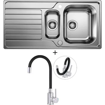 Nerezový dřez Nerezový dřez SET Blanco DINAS 6 S nerez kartáčovaný s excentrem 523379 + Deante NEO LUNO BOC B720 nerez