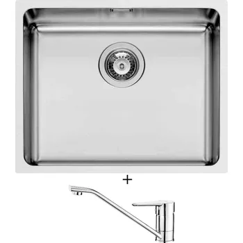 Granitový dřez Dřez pod desku SET Pyramis LYDIA (50x40) 1B nerez + Deante CORIO BFC 060M chrom