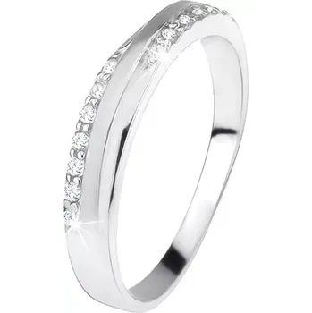 Prsten Prsten ze stříbra 925, šikmý pás mezi zirkonovými liniemi - Velikost: 48