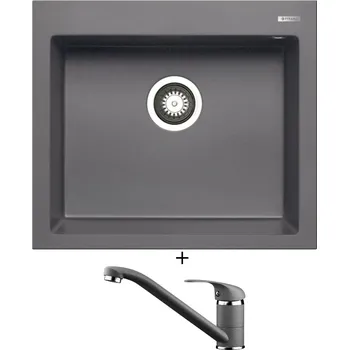 Granitový dřez Granitový dřez SET Pyramis ISTROS (57x50) 1B tmavě šedá + Pyramis ASALIA tmavě šedá
