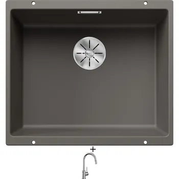 Granitový dřez Dřez pod desku SET Blanco SUBLINE 500 U šedá vulkán 527353 + Blanco MIDA-S chrom 521454