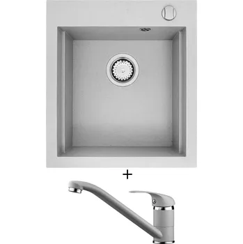 Granitový dřez Granitový dřez SET Pyramis SIROS (47x51,5) 1B šedá + Pyramis ASALIA šedá