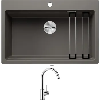 Granitový dřez Granitový dřez SET Blanco ETAGON 8 šedá vulkán 527262 + Blanco MIDA chrom 517742